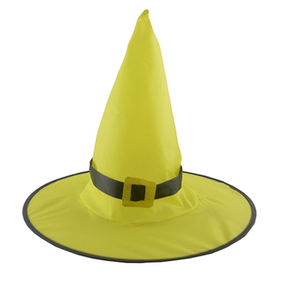1 stk halloween hekse hat med led lys glødende hekse hat hængende halloween indretning suspension træ glødende hat til børn: Gul