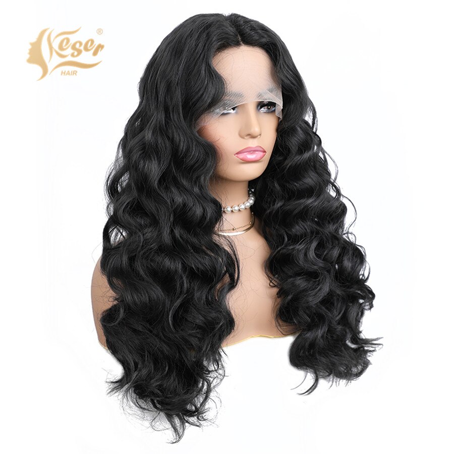 Keser Losse Golf Synthetische Lace Front Pruik Voor Zwarte Vrouwen Hittebestendige Haar Kant Frontale Pruiken Met Baby Haar Perruque cheveux