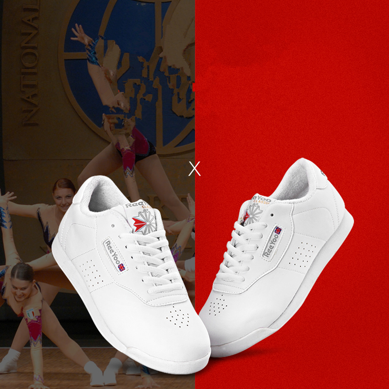 brand women's white competitive aerobics shoes flat heel soft bottom breathable gym shoes