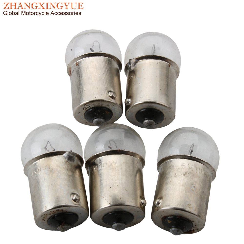 5 stück 6 v 10 Watt BIRNE BA15S G18 Weiß für Motorrad Rolle Moto-Cross Kart 50cc 125cc 200cc 246510655