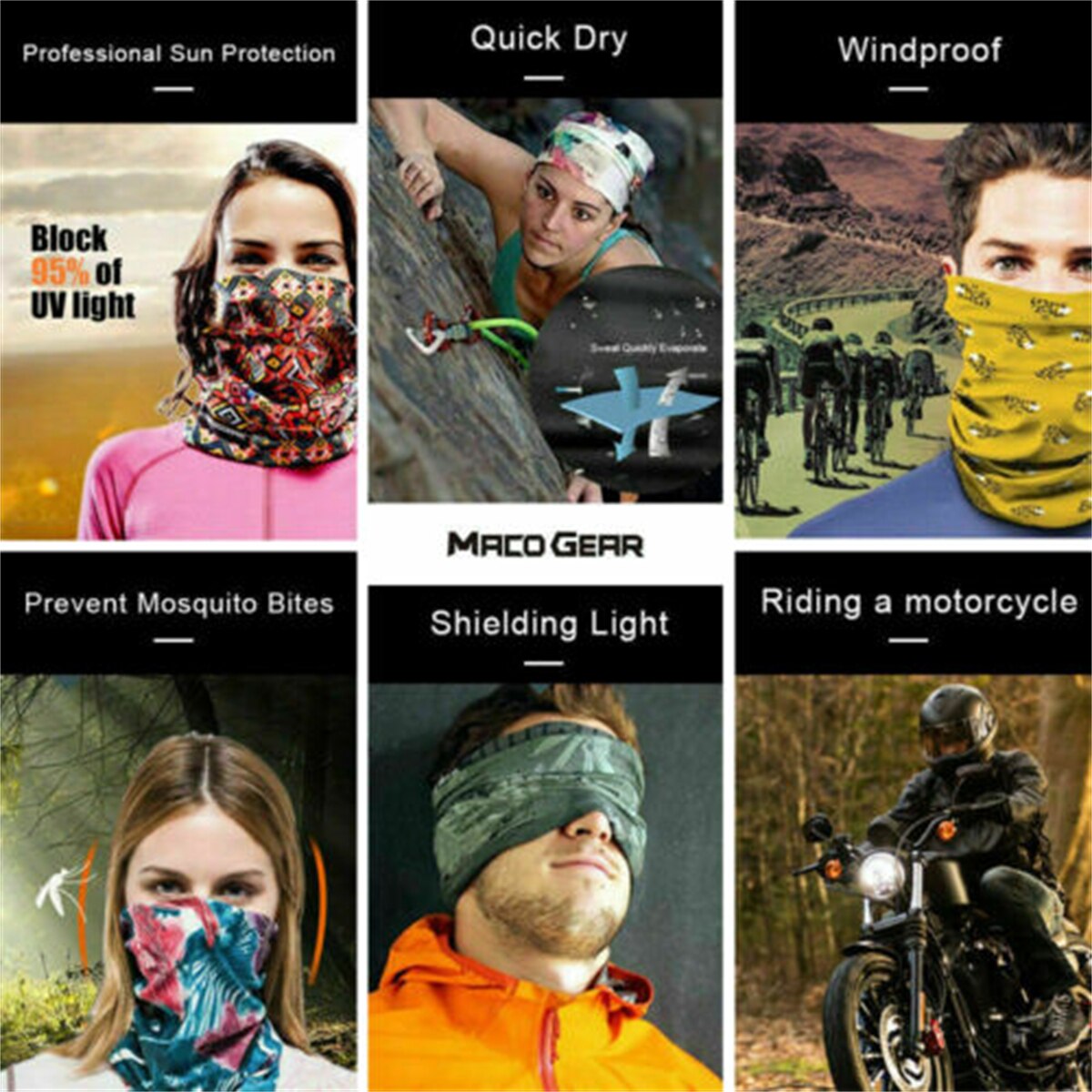 3PCS Sun Protection Outdoor Sports Riding Cap Scarf Sleeve Set Multiway Bandana Men Women Climbing Hiking Fishing Headscarf
