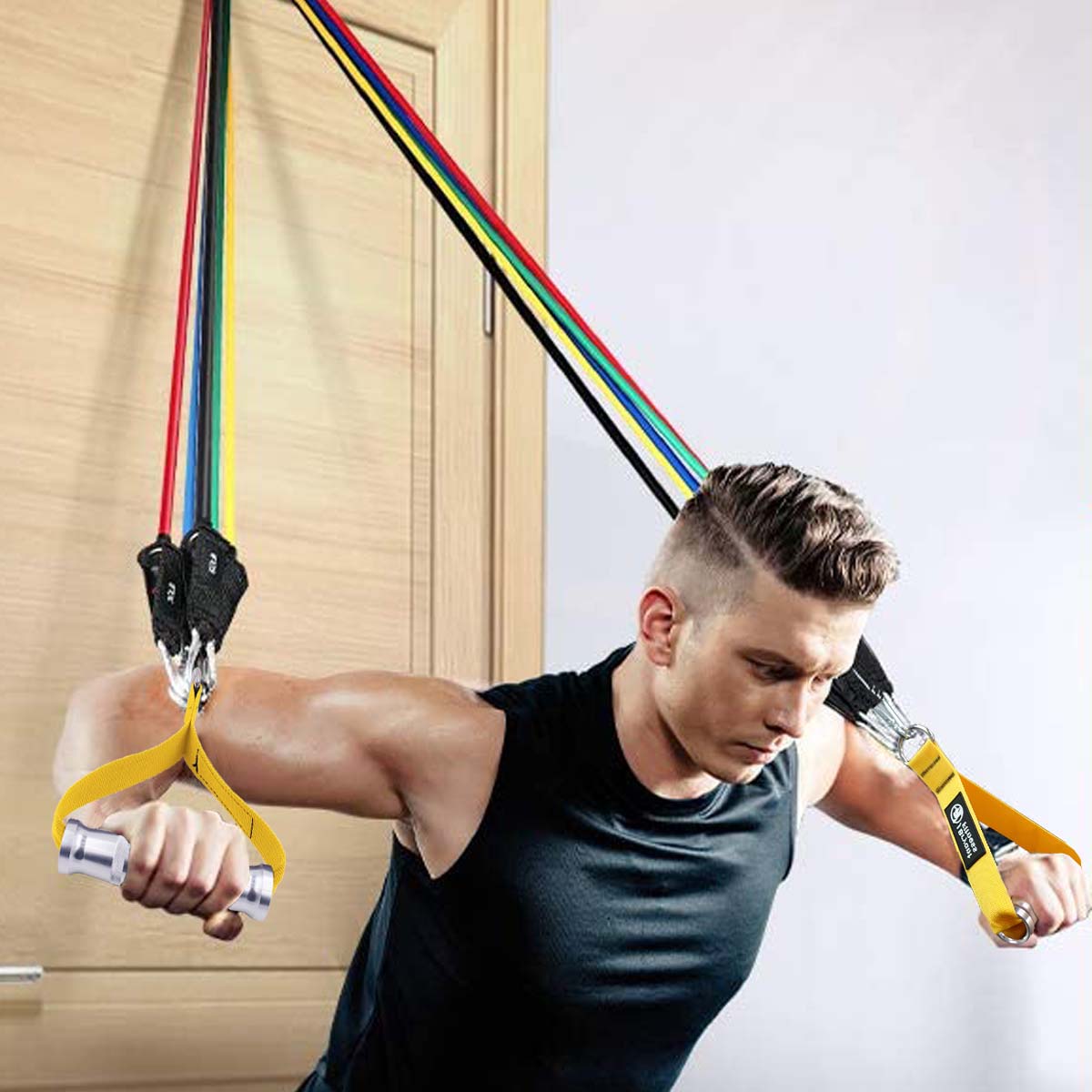 1 paio di impugnature per palestra in metallo resistente con gancio a D per fasce di resistenza per macchine a cavo tirare verso il basso attrezzature per il fitness a casa