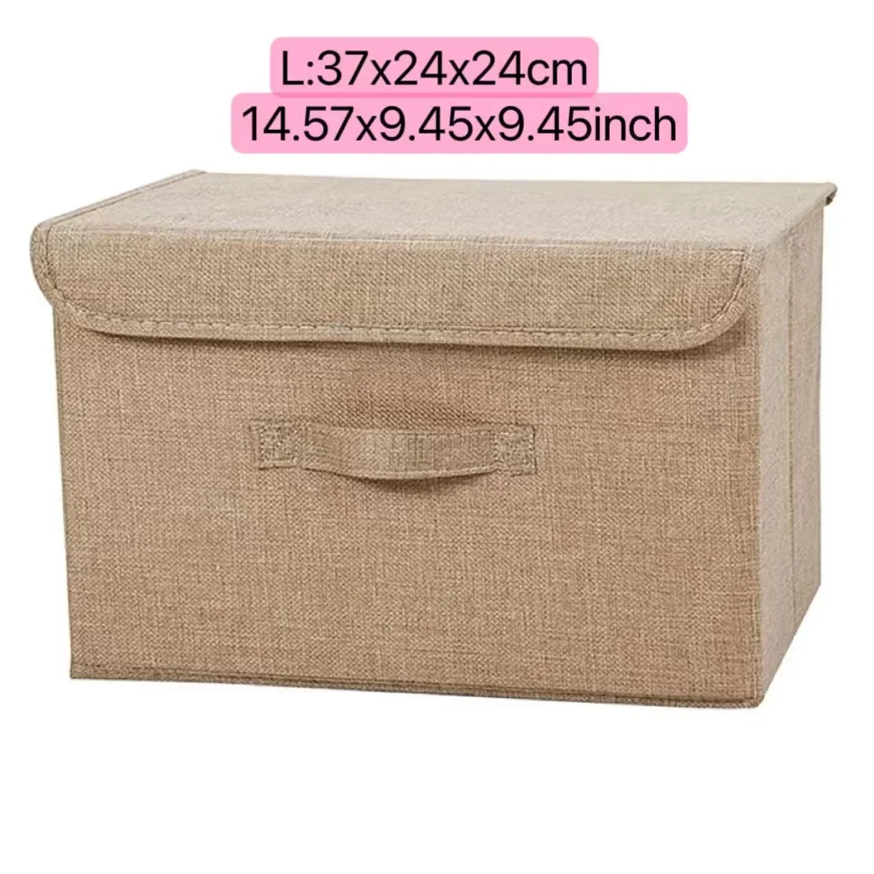 Non-Woven Fabric Storage Box Dormitory Dustproof Bins Cosmetics Bin with Lids Folding Large Capacity Clothing Underwear Boxes: Burgundy