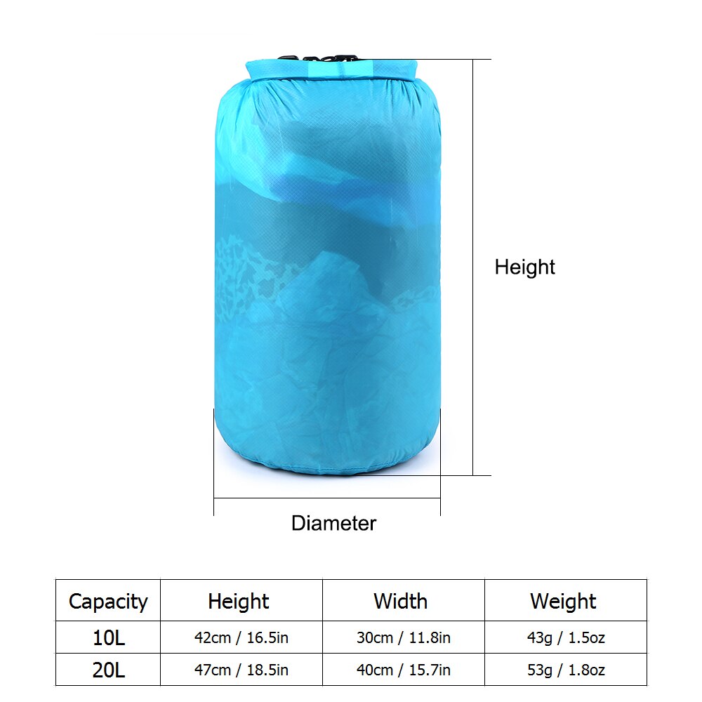 Bolsa natación impermeable Ultra ligera Camping playa canotaje kayak río Trekking Drifting bolsa seca 10L / 20L