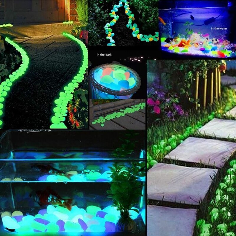 Pierres de galets en résine de 2 cm, qui brillent dans la nuit, décoration de fontaine, passerelle de jardin, aquarium