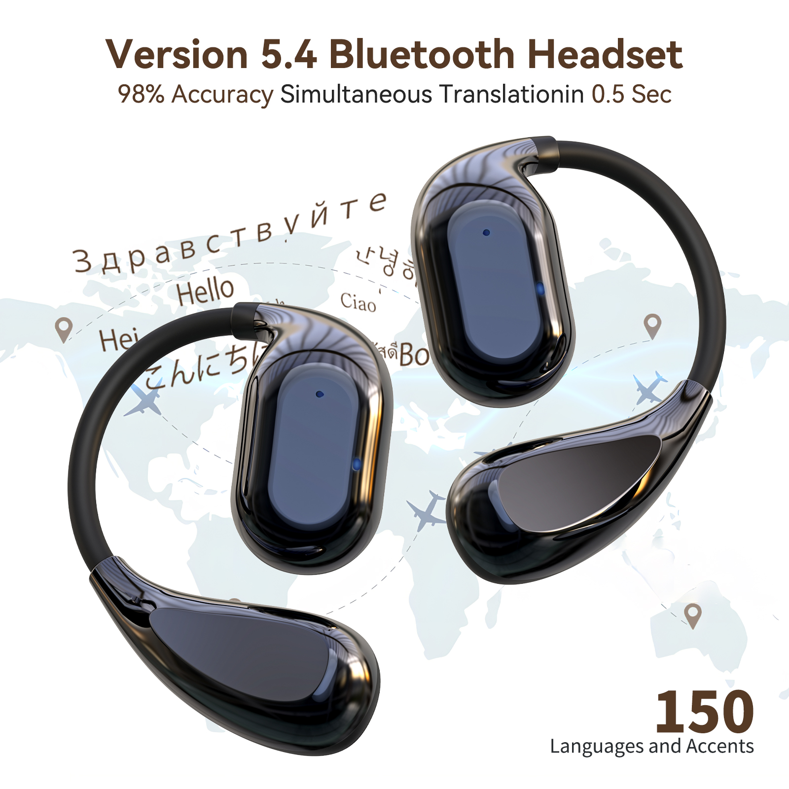 Translation Earbuds Real Time, 150 Languages AI Translator Earbuds,Headset Interpretive Device for Business, Travel, Study