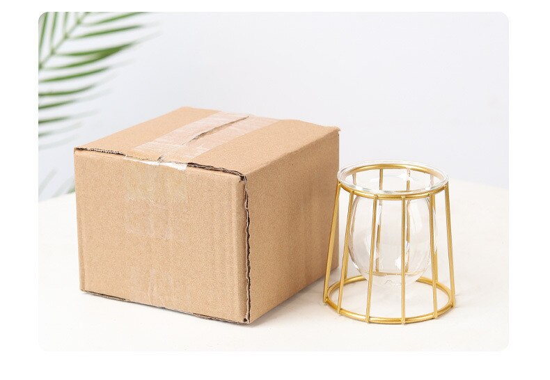 Styl skandynawski żelazna sztuka geometryczny hydroponiczny szklany wazon kreatywny salon ambona kompozycja kwiatowa ozdoba robić dekoracji wnętrz