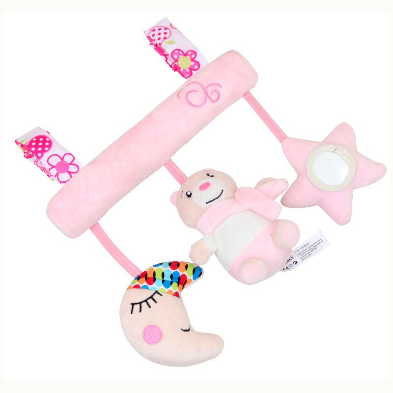 Baby Spielzeug Rasseln Nette Rosa Bär Musik Querlatte Krippe Mobile Neugeborenen Spielzeug für Kinderwagen Hängende Bett Plüsch Pädagogisches Spielzeug