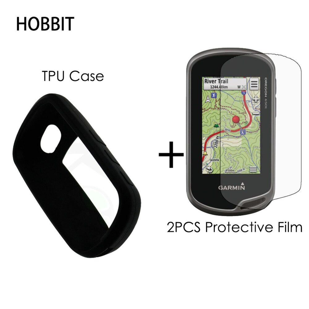 Funda de silicona TPU suave + 2 Uds., película protectora HD transparente para Garmin Oregon 650, 700, 750, 750t, 650t, GPS para bicicleta, cubierta trasera anticaída