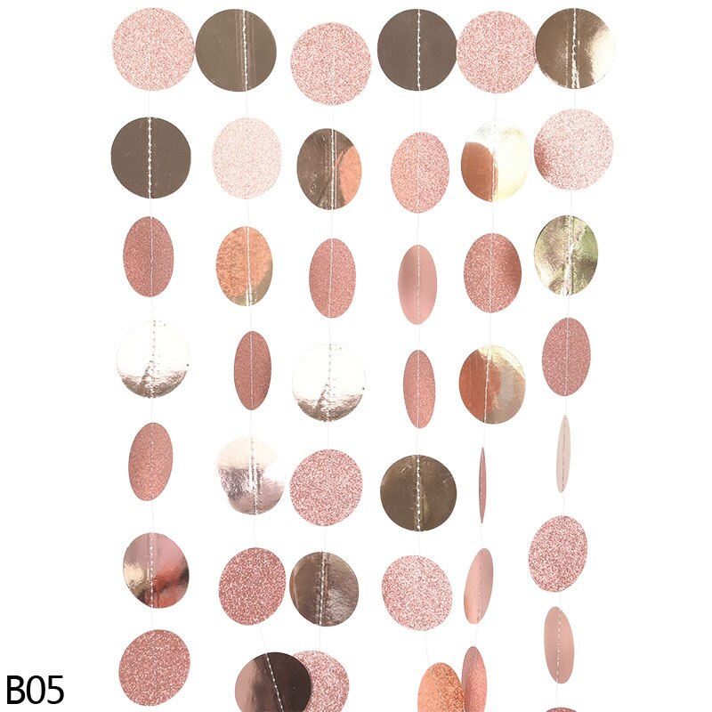 4Meter Silver Gold and Black Paper Circle Garland Round Banner Wall Hanging Garland For Christmas Wedding Birthday Party Decor: B05 rose gold