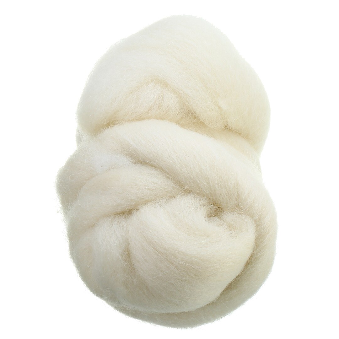 DIY mano hilado costura lana cruda fieltro teñido fibra de lana remeras Roving aguja fieltro fibra de lana 50g blanco
