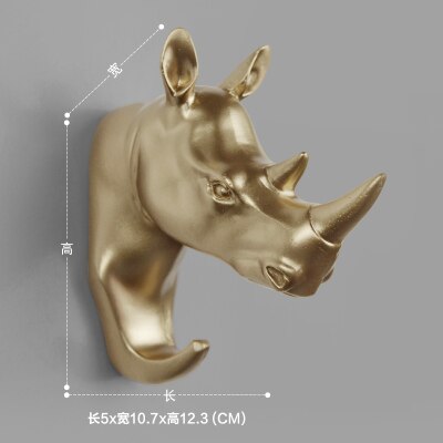Rural style Resin Gold Animal Head Clothes Hanging Coat Towels Hooks Hanger Decorative Wall Hooks: Red
