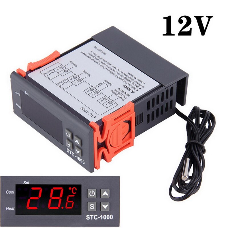 Digital Temperature Controller Thermostat Thermoregulator incubator Relay LED 10A Heating Cooling STC-1000 12V 24V 220V: STC-1000 12V