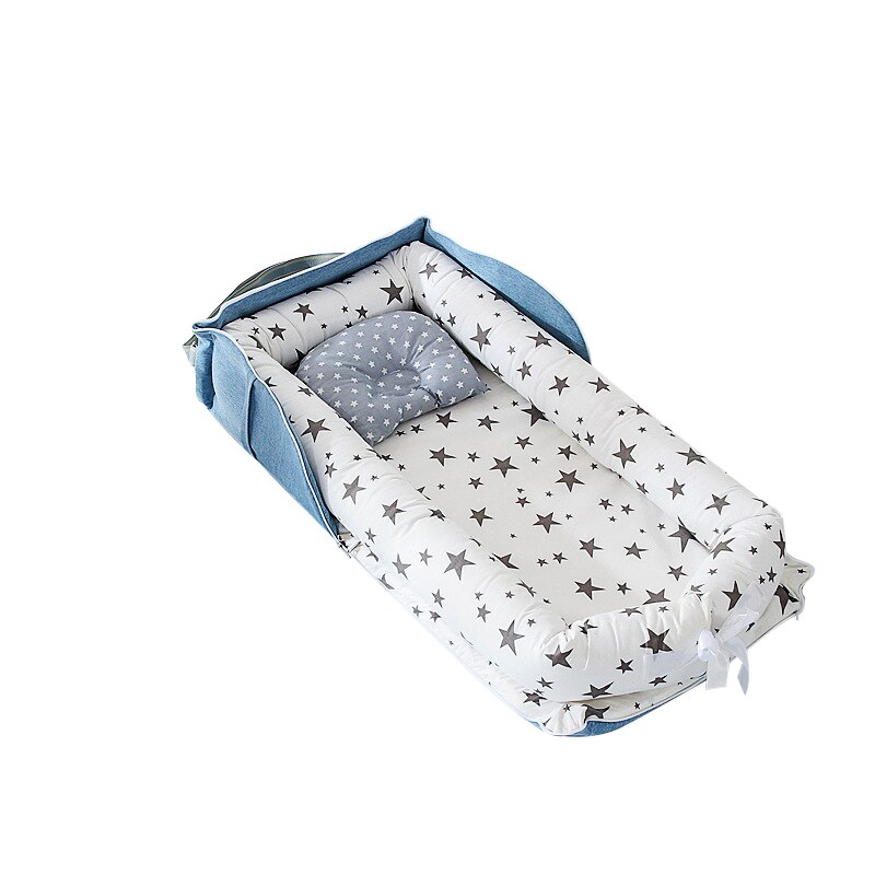 Bolsa tipo cama portátil, parachoques de cama media, protección de aislamiento segura, funda de almohada estereotipada extraíble, estilo de algodón: 2