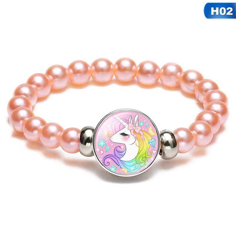 freundlicher Karikatur Einhorn Armbänder Schnur Schmuck Stein Armreif Einhorn Perlen Armbinde Geburtstag Partei freundlicher Armbinde: b02