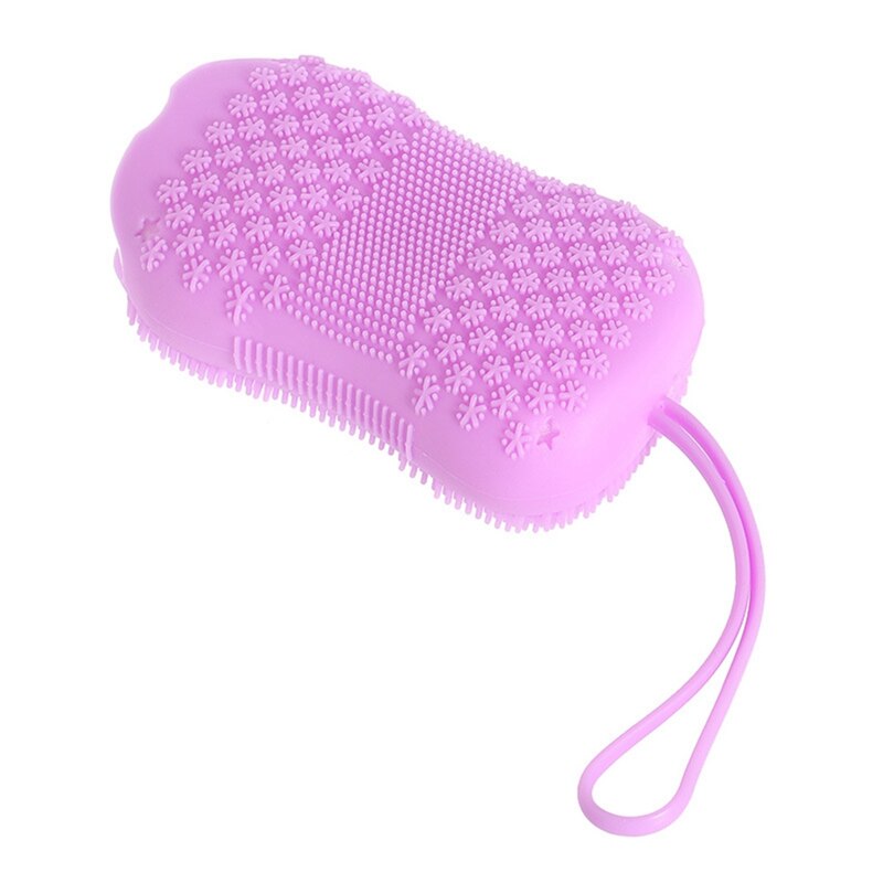 Silikonowa szczotka robić kąpieli prysznic bańka gąbka robić peelingu szczotka czyszczenie łazienki szczotka robić masażu robić szorowania powrót robić ciała strąk prysznic: fioletowy