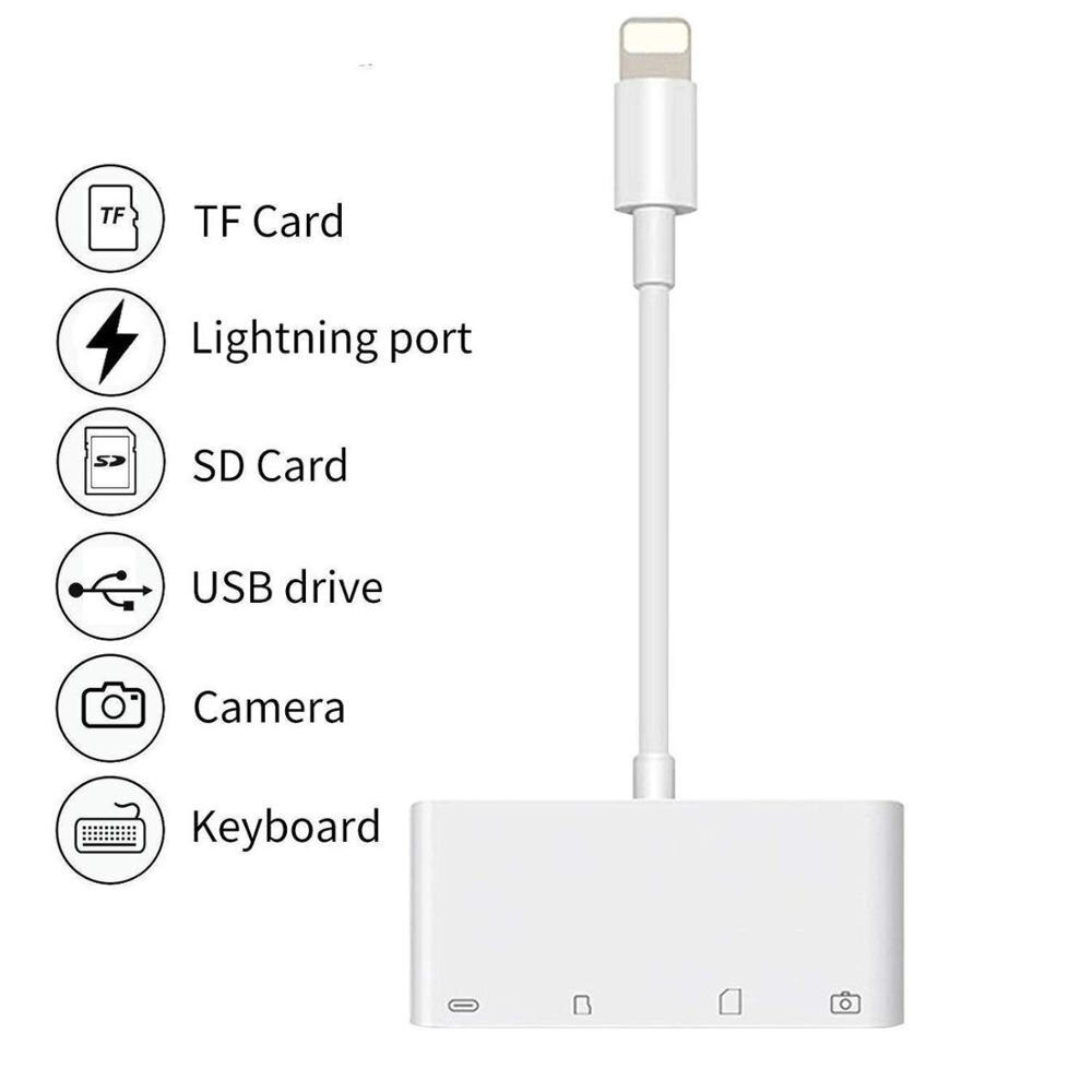 4 in 1 Multi Adapter Lightning Card Reader to SD TF Converter with Usb 2.0 Otg for Iphone/for Ipad Digital Camera No App Requi