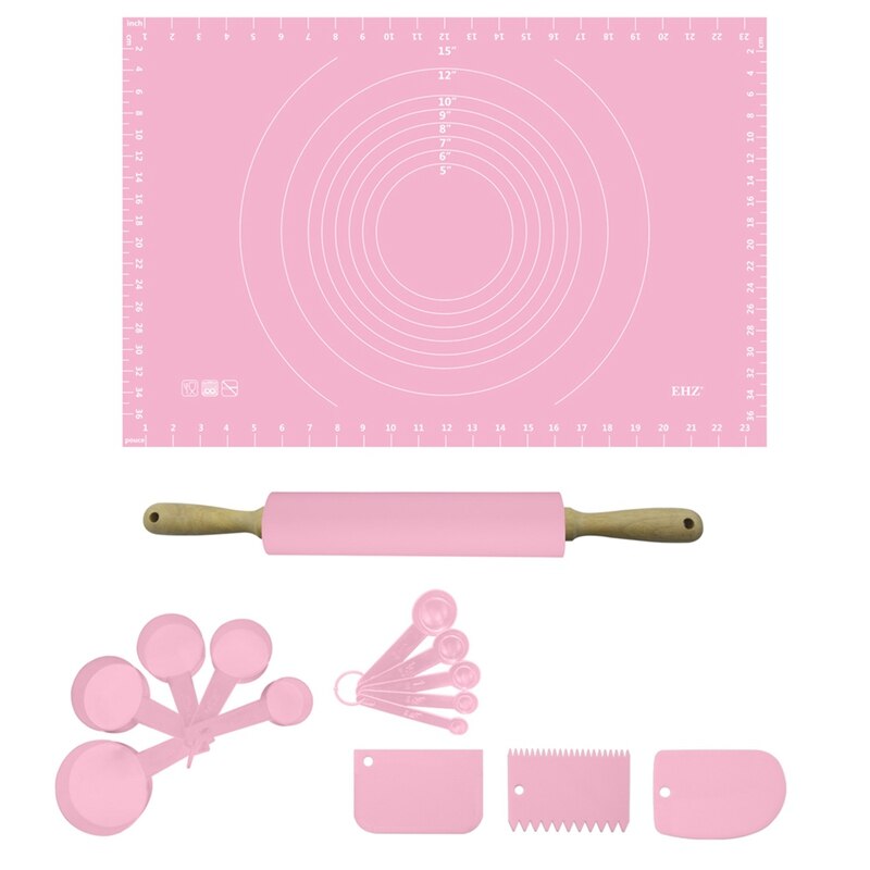 Ehz bakset grote siliconen bakmat extra dikke antiaanbaklaag bakmat voor gebak, zwijnenvlees, deegroller, bakmat: Set van 15 stuks