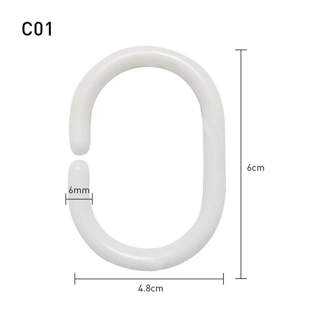 12 Pcs Plastic Shower Curtains Hooks Bathroom Products Seamless Shower Curtains Hanging Rings C01 White Thickening