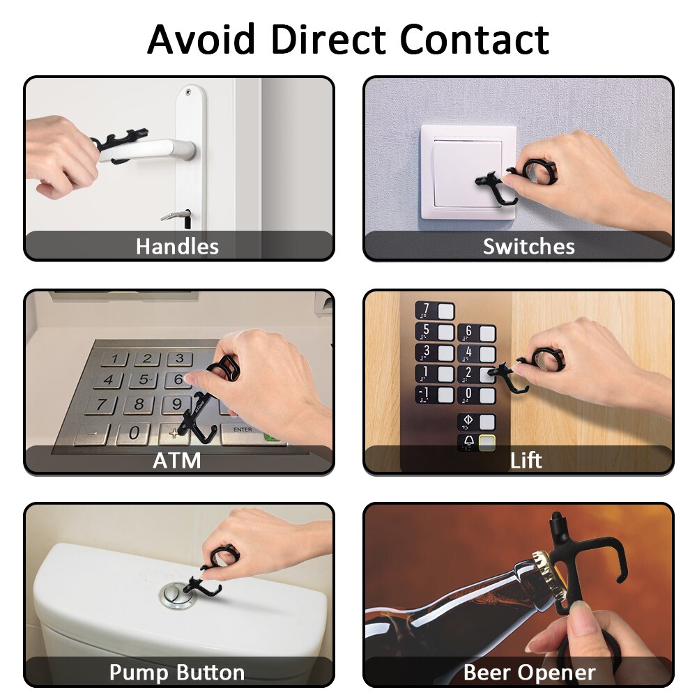 3 pc Anti Contact Door Opener Elevator Button Contactless Safety Door Opener Press Elevator Tool Portable Door Opener