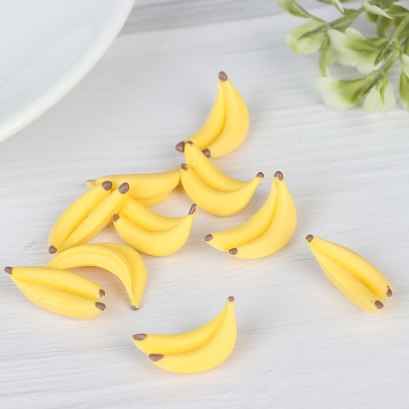 10Pcs Kawaii Diy Versiering Accessoires Hars Kunstmatige Nep Miniatuur Fruit Banaan Play Poppenhuis Speelgoed Decoratieve Craft