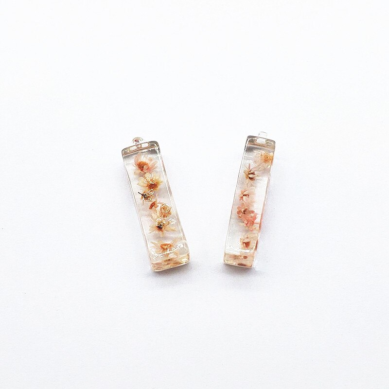 ! 40X11X8Mm 30Pcs Real Bloem In Resin Rechthoek Charm Voor Oorbellen Onderdelen, sieraden Accessoires, Handgemaakte Sieraden Diy