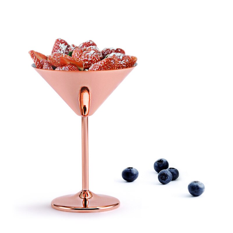 304 Stainless Steel 240ml 8OZ Martini Cocktail Cups High Heel Metal Wine Glass for Bar KTV Champagne