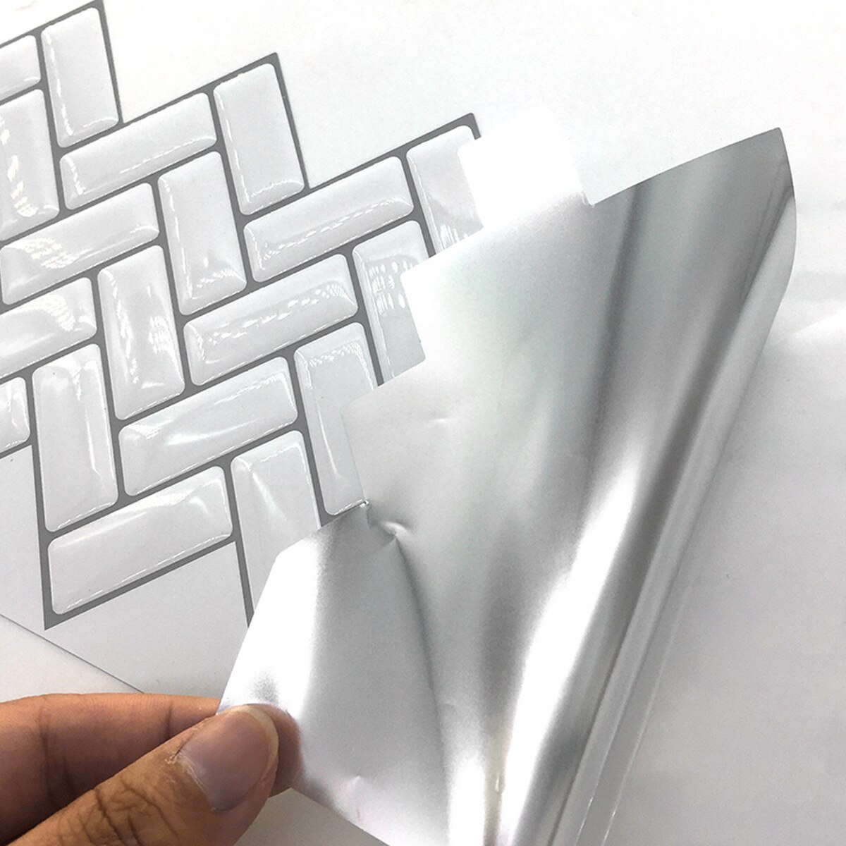 3d klassiske sildeben epoxy vægklistermærke køkken flise klistermærke stænktæt klistermærke avanceret anti-mold diy badeværelse dekoration