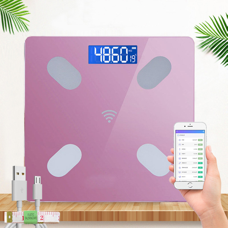 Digital Body Fat Scale BMI Weight Scales Bluetooth Body Fat Measurement Device Smart Body Weight Analyzer Bathroom Floor Scale: rose gold charge 2
