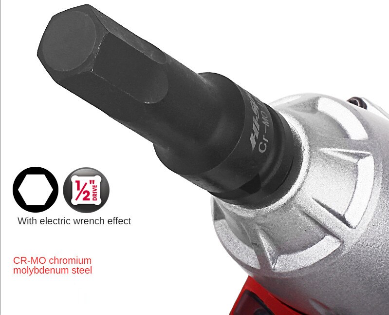 Hi-Spec 1/2 Electric Drill Socket Adapter Cr-Mo Universal Impact Wrench Socket Adapter Tool Hex Head For Impact Wrench Cordless