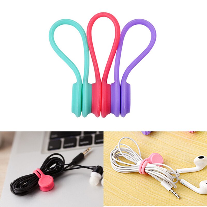 Silicone Cable Organizer Headset Phone Earphone Cable Winder Wire Management Holder Office Organizer Mouse Cord Clip Protector