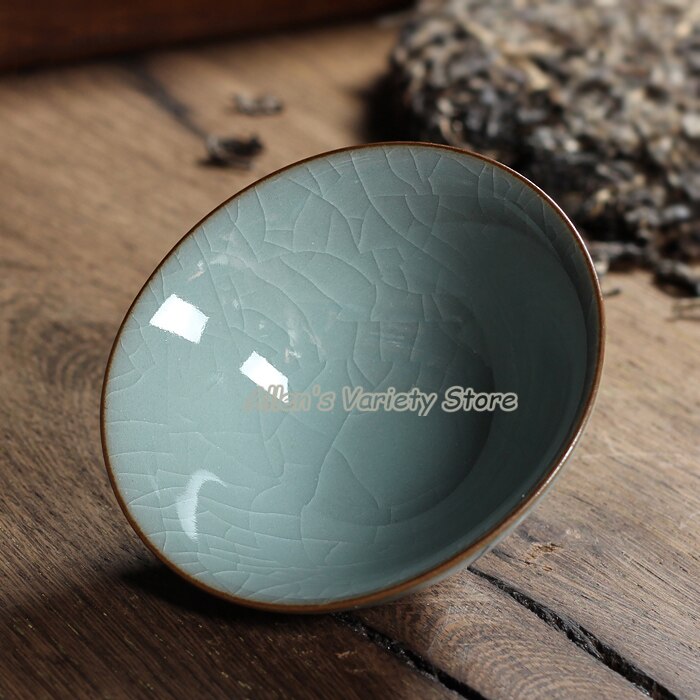 1PC Porcelain cup Chinese Longquan Celadon Teacups Bowl China Celadon Crackle Teacup coffee cups Golden Fish teaset tea set sets