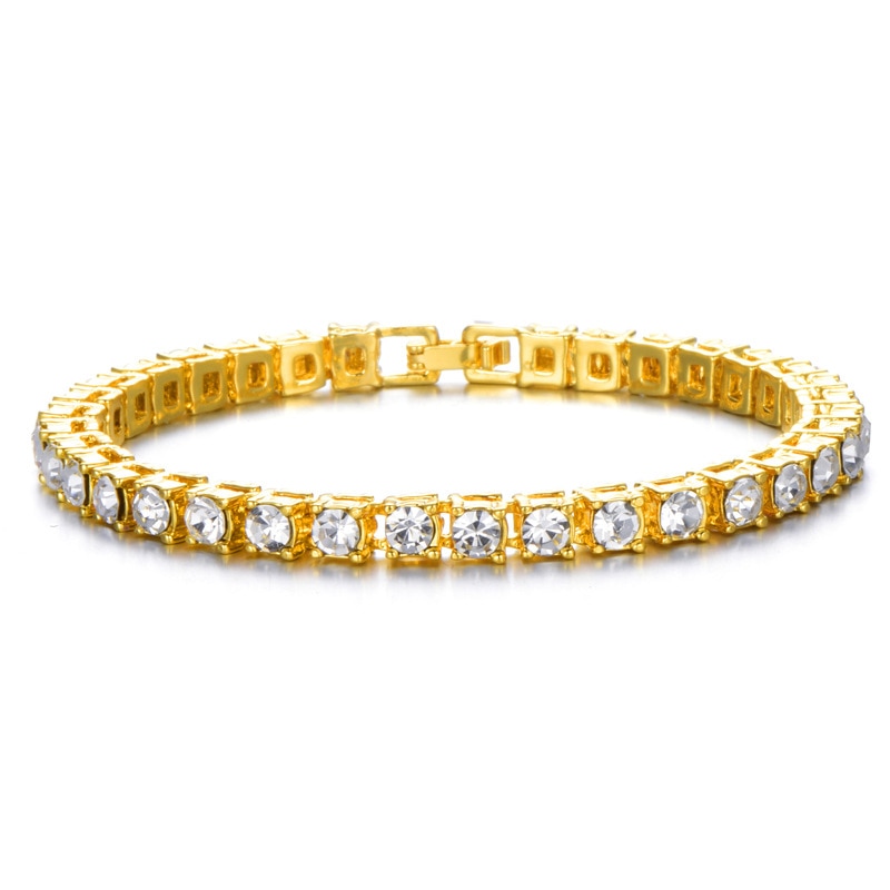 Fascino Aaa Rotonda Cubic Zirconia Bracciale Tennis Per Le Donne/degli uomini di 8/9/7 pollici 1 Fila di Cristallo catena d'oro/nero di Hip Hop Dei Monili di Cerimonia Nuziale