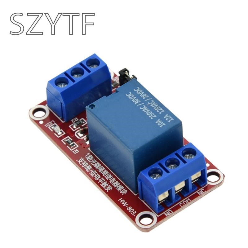 Módulo de relé de 1 canal 5V/12V, Escudo de placa con soporte de optoacoplador, disparador de nivel alto y bajo para Arduino