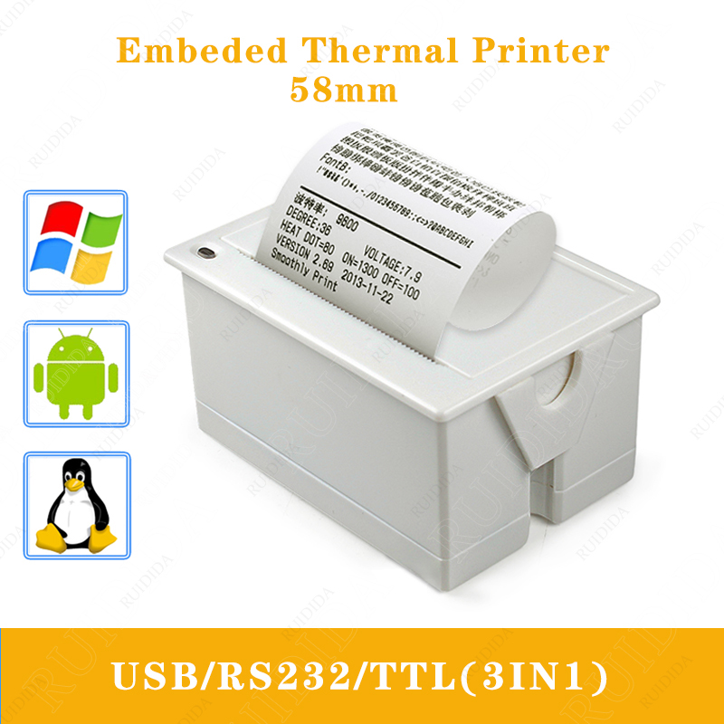 58Mm Mini Thermische Embedded Pos Ontvangst Printer Atm Ticket Parallel Panel Printer Usb Ttl RS232 Kiosk Printer Barcode Arduino