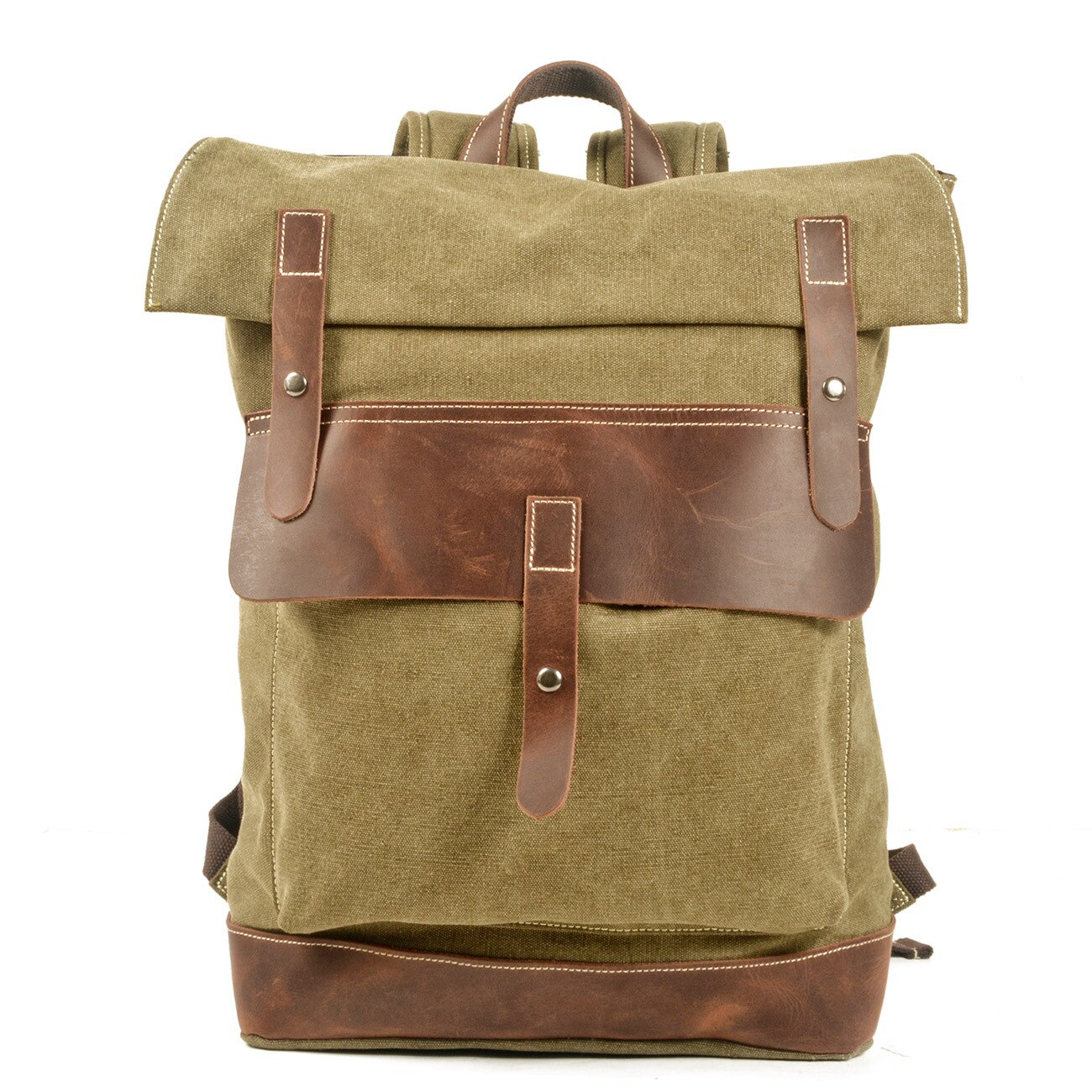 Muchuan mochila vintage para laptop, mochila unissex de luxo, estilo retrô, grande capacidade para laptop: Army Green