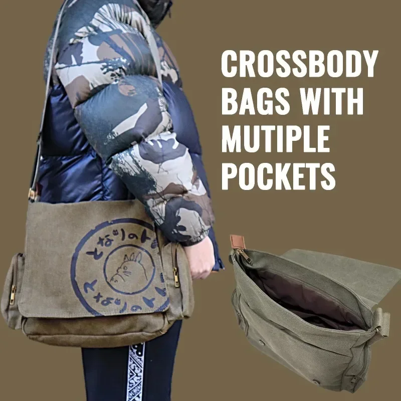 Canvas Messenger Handtas Eenvoudige Grote Capaciteit Gewassen Vrouwen Schuine Straddle Canvas Tas Vintage Cartoon Vrije Tijd Schouder Handtas