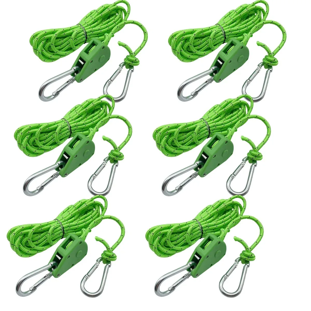 4M 6Pc Reflecterende Camping Tent Wind Touw Vastbinden Spanner Bevestiging Katrol Ratel Luifel Touw Gesp Touw tent Accessoire: Oranje