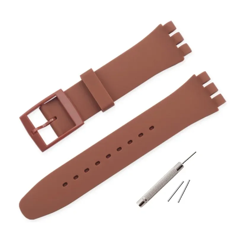 Bracelet de rechange en silicone pour montre Swatch, bracelet en caoutchouc coloré, accessoires pour hommes et femmes avec outil, 17mm, 19mm, 20mm, 16mm