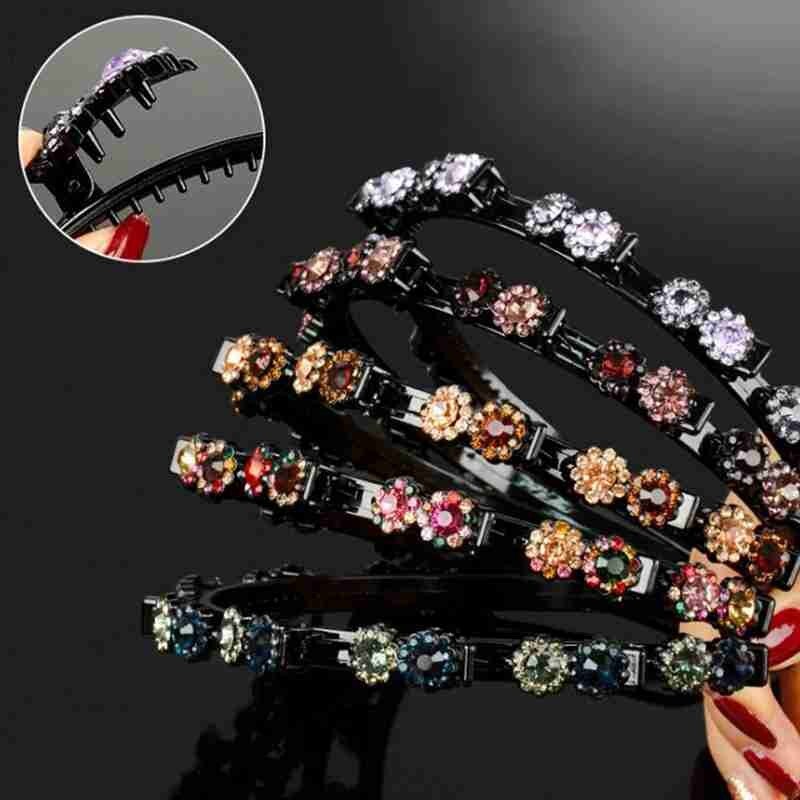 1 stücke Stirnband Strass Stirnband Frauen Haar Bands Band Krallen Clips Doppel Pony Frisur Haarnadel Haar Clip Zubehör