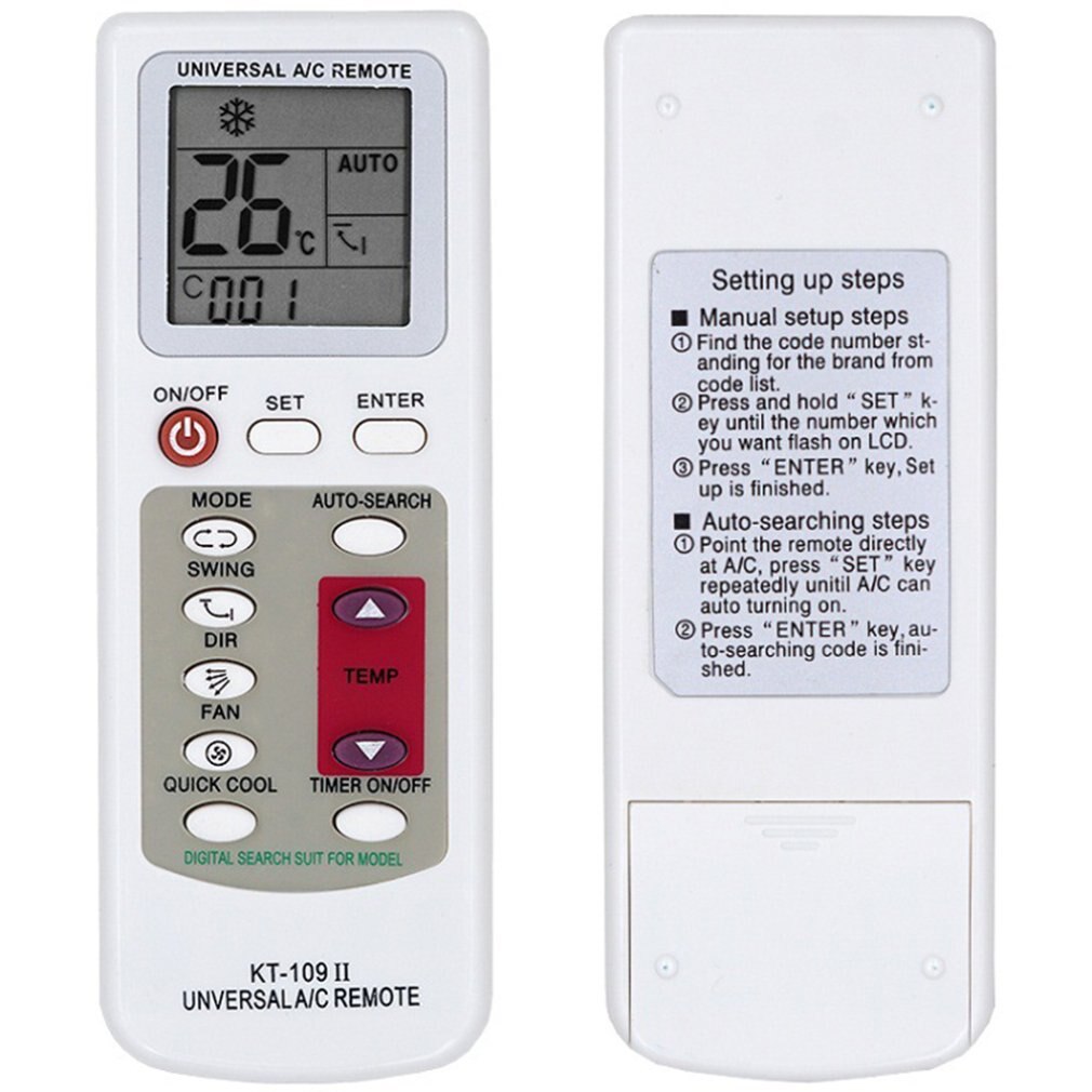 Universal Air Conditioner Remote Control With LCD display KT-109II/ K-1028E Remote Suitable for All Air Conditioners with Base