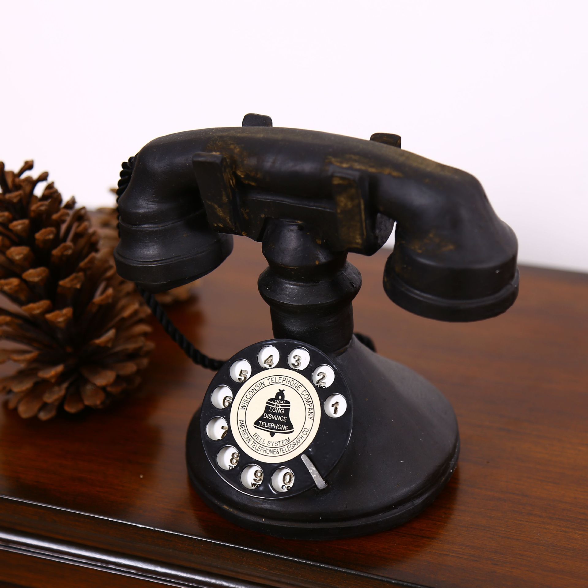 Mercearia casa decorações vintage antigo artesanato ornamentos vintage telefone c: black