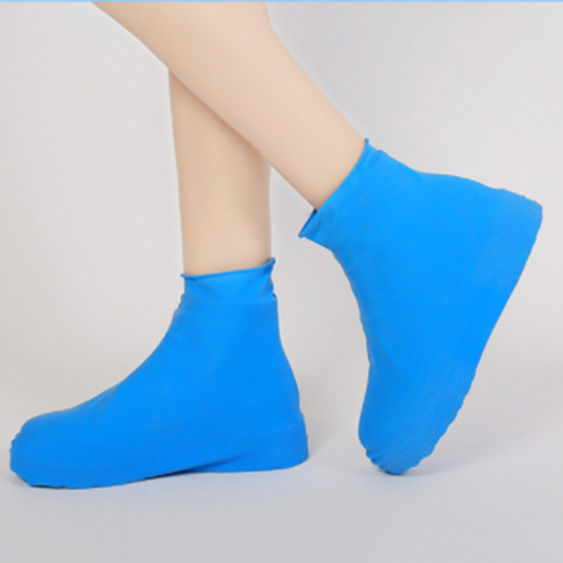 Silikon Überschuhe Einweg Wasserdichte Schuh Abdeckung Regen Männer Schuhe Abdeckungen Regen Stiefel Nicht-Unterhose Waschbar unisex: lang Blau / L