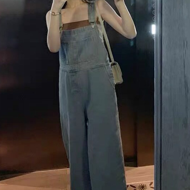 Jumpsuits dames los effen zakken denim casual all-match vrijetijdskleding trendy koreaans dames dagelijks streetwear nieuwigheid vintage