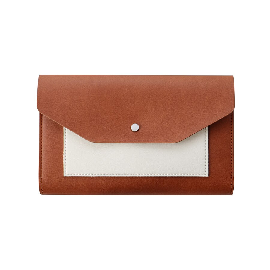 Business notebook cover A6 PU notebook weekly planning time management schedule notebook leather bill paper storage bag: Brown