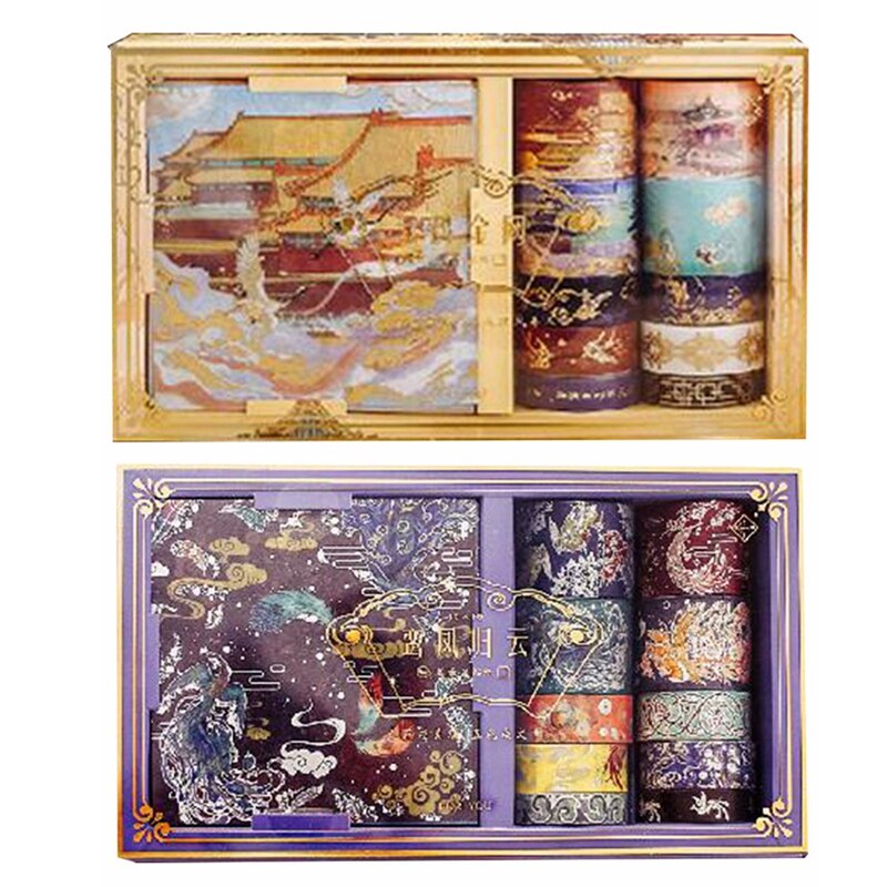 2Set Retro Chinese Stijl Masking Washi Tape Set Decoratieve Plakband Voor Diy Scrapbooking Sticker Label-D & een: Default Title