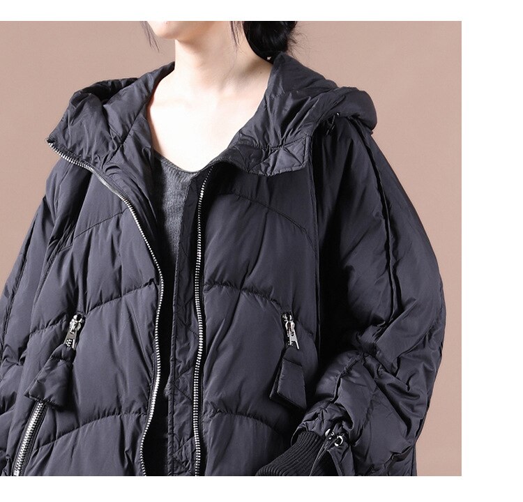 Versión coreana de chaqueta gruesa de pan chaqueta de plumas chaqueta gruesa de longitud media tejida mangas roscadas suelta de gran tamaño