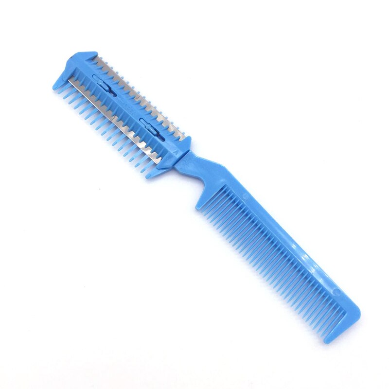 Pro Double-sided Hair Razor Comb Scissor Bangs Brush Hairdressing Trimmers Hair Shaving Blades Cutting Thinning Styling Tools