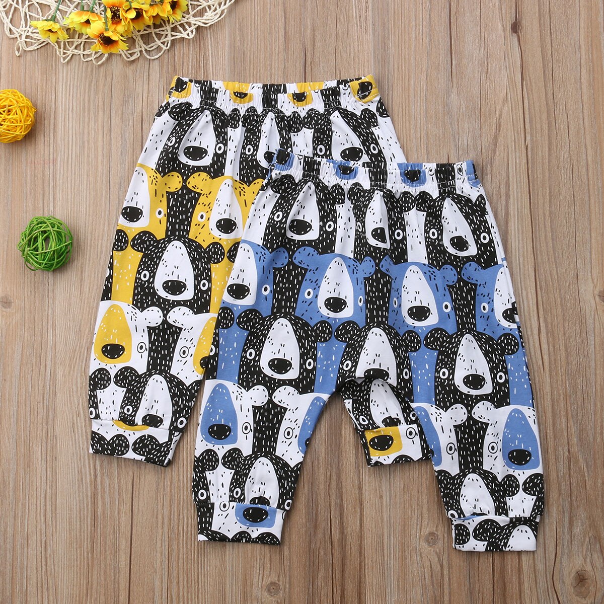 0-3Y Cartoon Infant Newborn Baby Boys Girls Cartoon Pants Cute Bear Bottoms Harem PP Leggings Pants Trousers DNOV