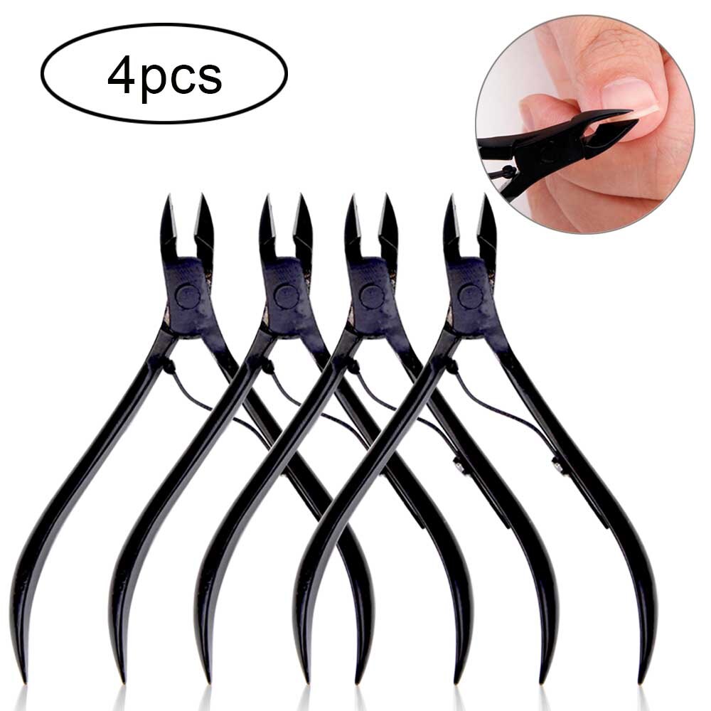 Nail Art 4/8/12pcs Nail Cuticle Nipper Clipper Manicure Pedicure Stainless Steel Toenail Ingrown Edge Cutter Dead Skin Remover: 4pcs Black